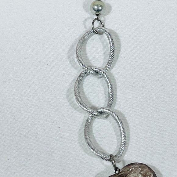 Vintage Crystal Acrylic Gray Fashion Necklaces Heart Pendants Jewelry 13" - Picture 7 of 8